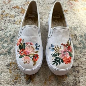 Rifle Paper Co. x Keds Embroidered Slip-Ons Size 7.5